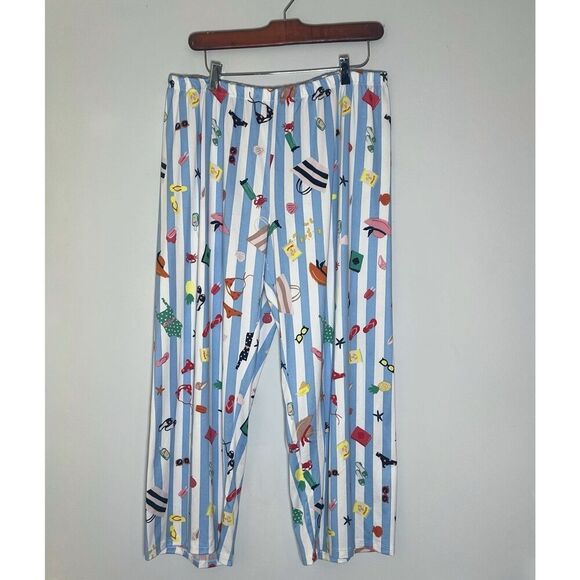 Kate Spade Blue Striped Beach Vacation Pajama PJ Pants - Picture 2 of 6